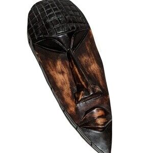 Hand carved crafted wooden face mask wall hanging decorative